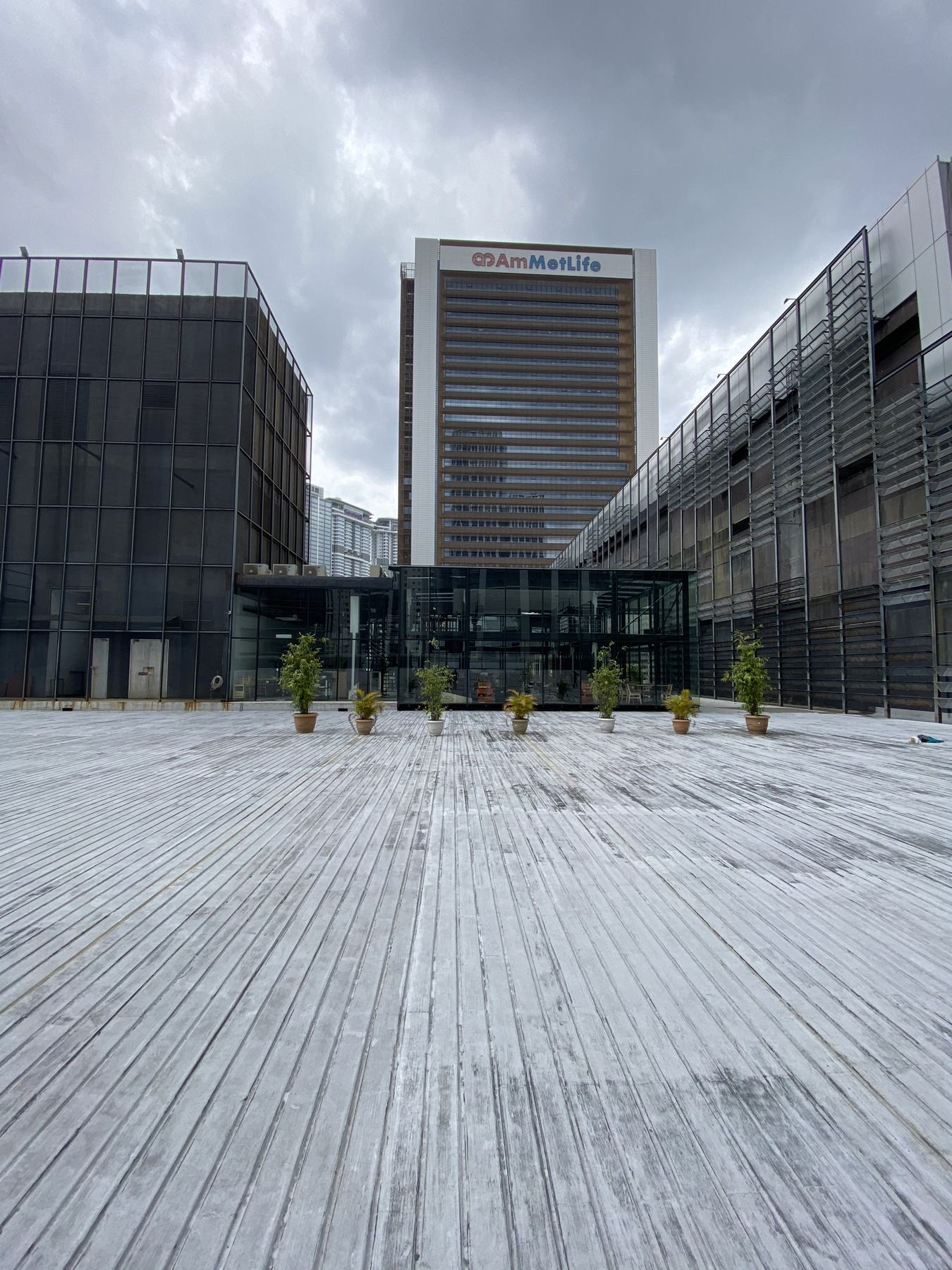 Hotel tower visible from the open deck