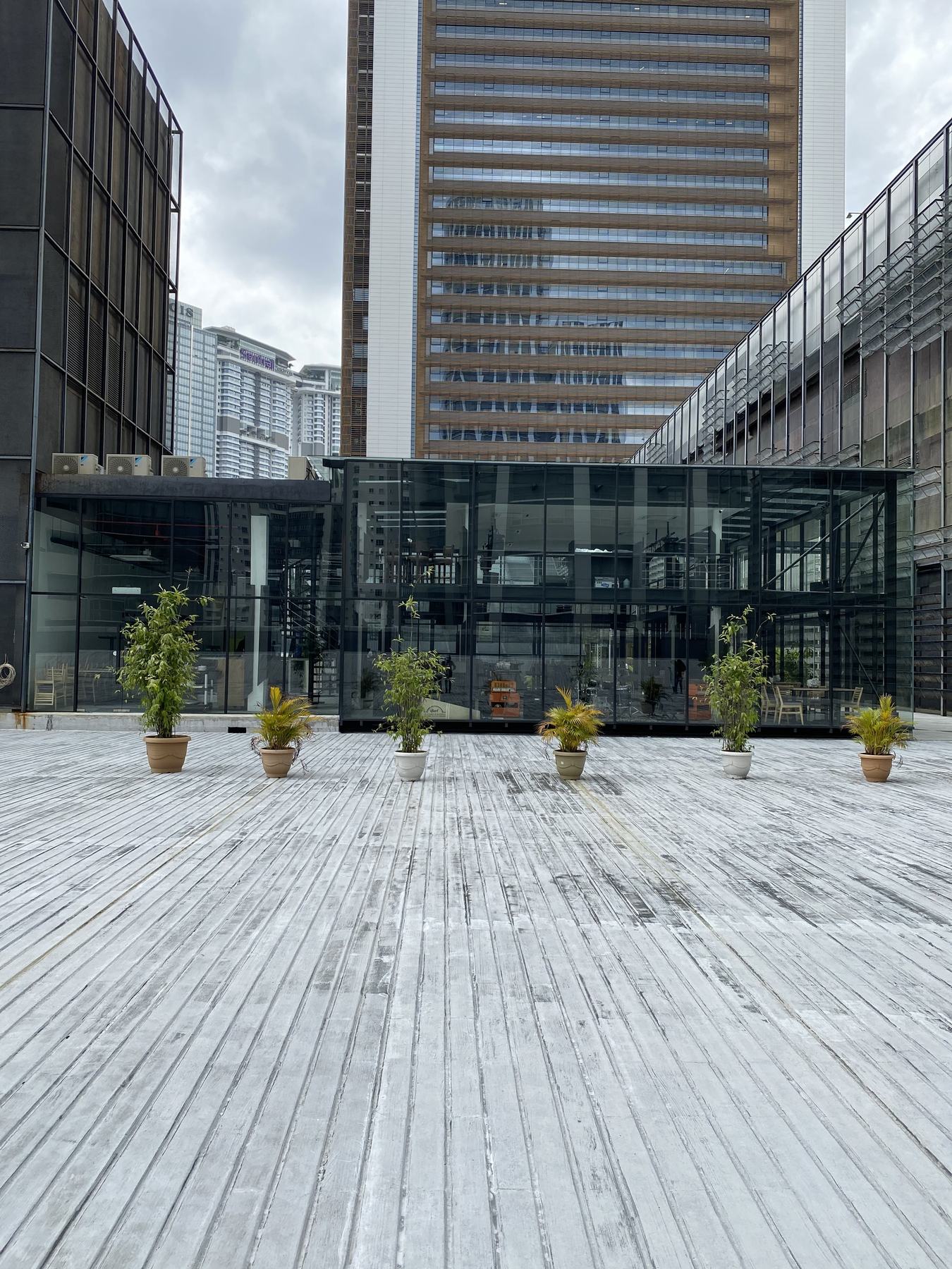 View from the rooftop deck towards the surrounding KL Sentral towers